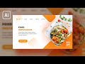 Landing Page Design | Food Restaurant | Adobe Illustrator Tutorial