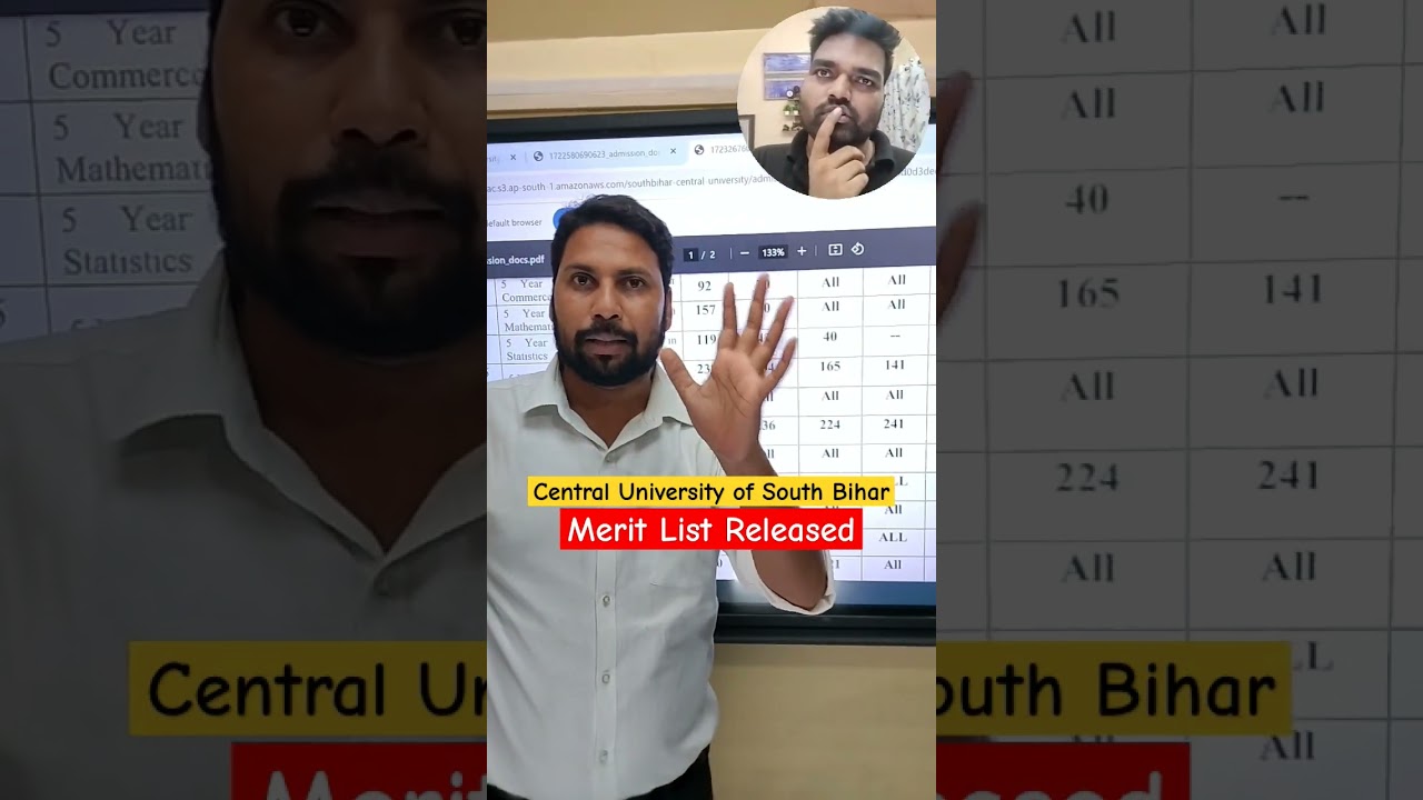 Central University of South Bihar Cuet merit list released