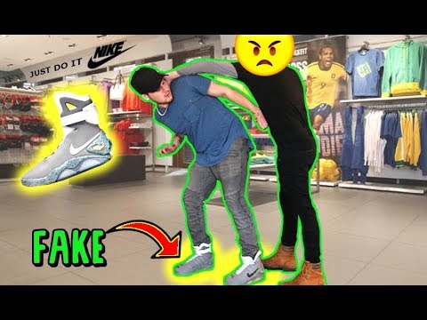 WEARING FAKE AIR MAGS TO NIKE EMPLOYEE STORE.. (Gone Wrong) - YouTube