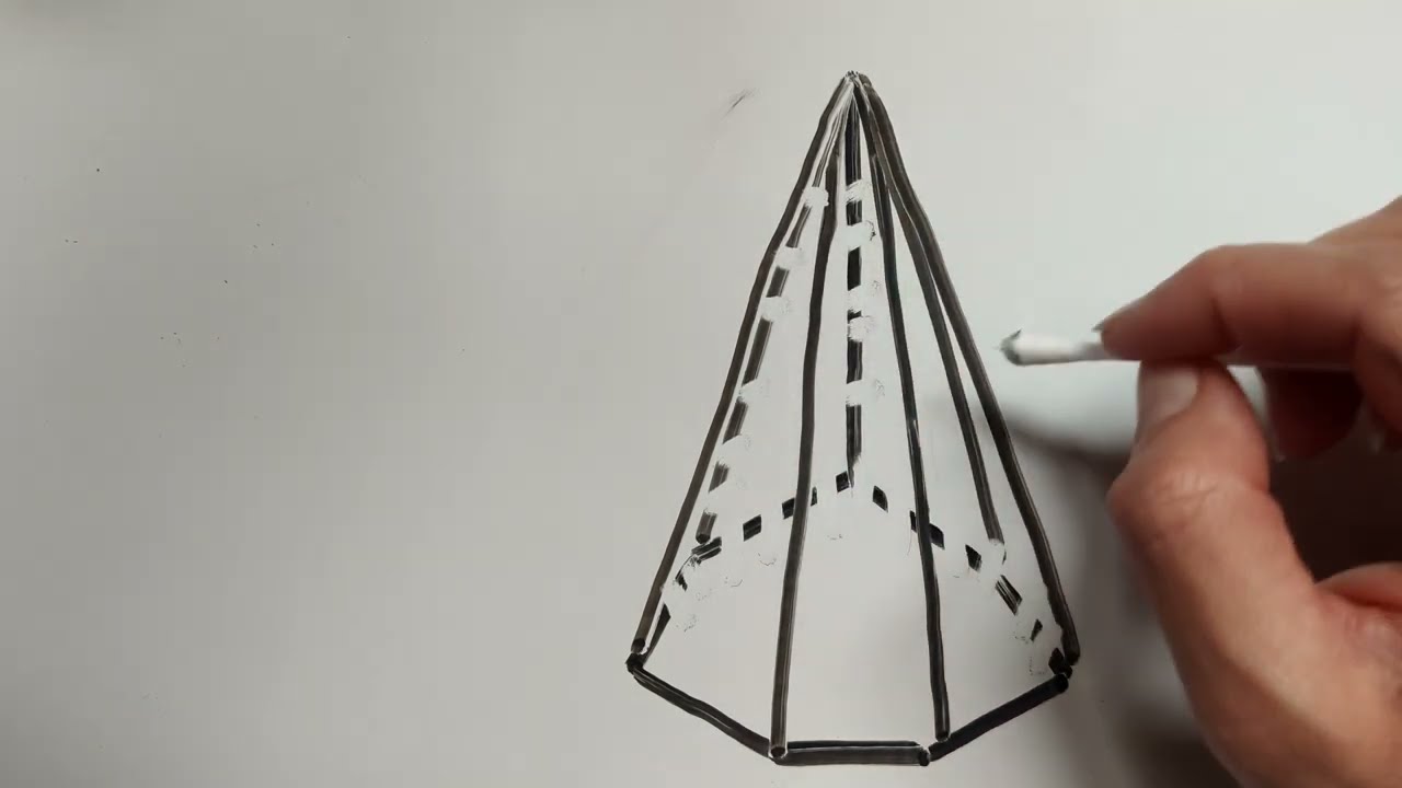 Dibujar una pirámide heptagonal - YouTube