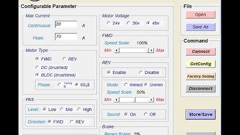 Golden Motor Canada Setting controller with USB cable