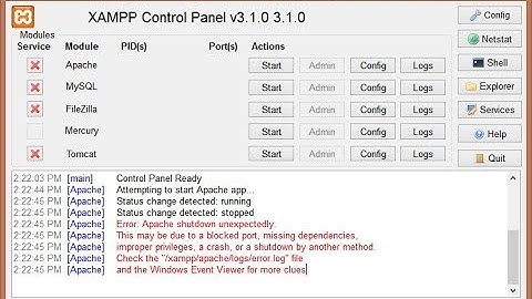 Apache Shutdown unexpectedly Error in Xampp