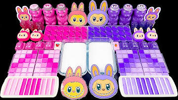 PURPLE vs PINK LABUBU I Mixing Random into Glossy Slime I Satisfying Slime Video