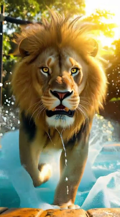 Mighty Loin #jumping #shorts #shortvideo #wildlife #loin #pool  #running #viral #ai #cartoon #cute