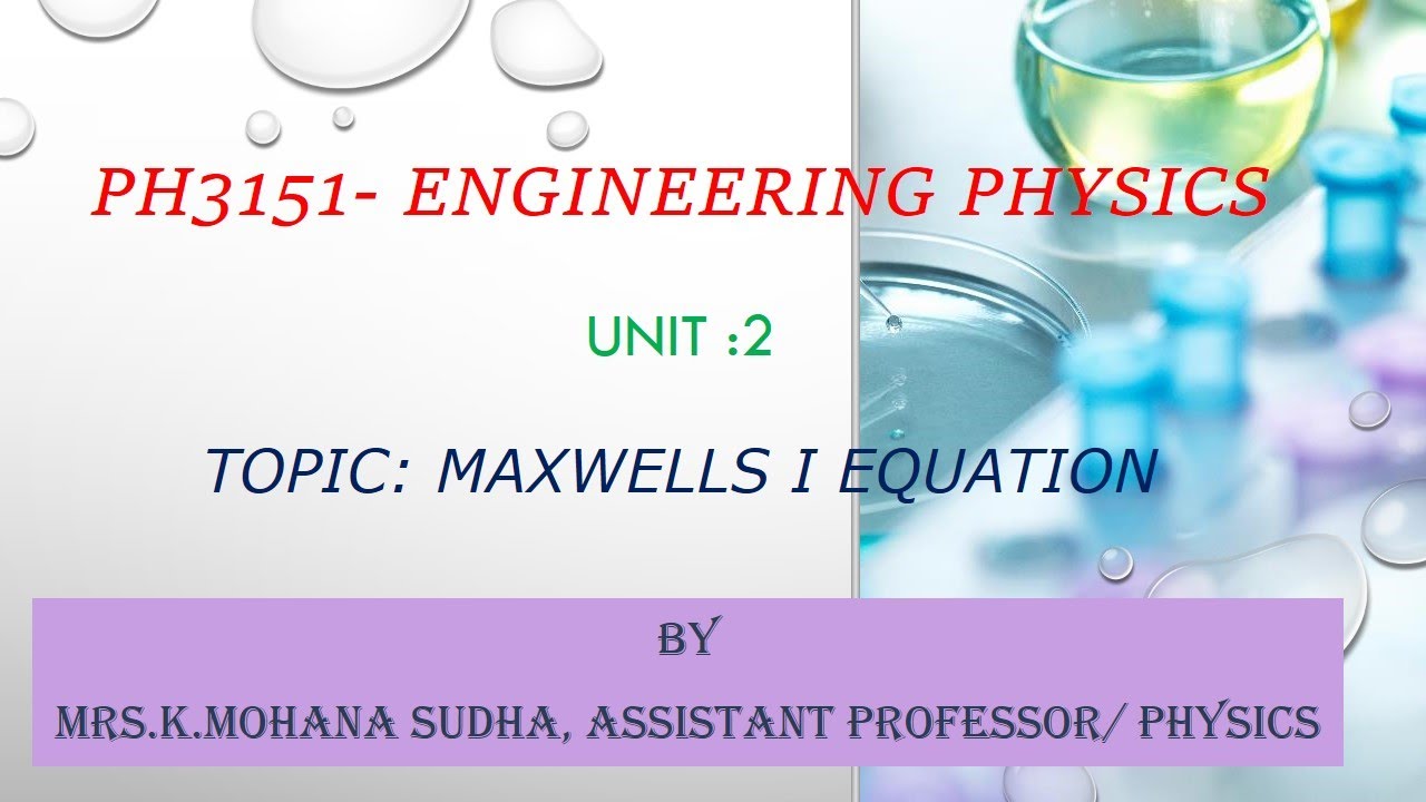 UNIT 2 MAXWELLS 1ST EQUATIONS BY K.MOHANA SUDHA,AP/PHYSICS - YouTube