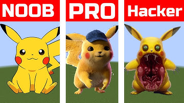 NOOB VS PRO VS HACKER Minecraft Pixel Art Pikachu