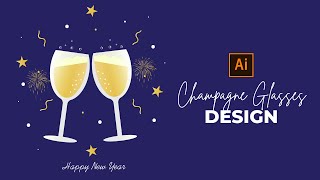 Champagne Glasses Design | Adobe Illustrator