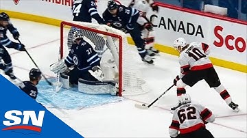 Connor Hellebuyck Loses Track Of Puck Behind His Net & Ryan Dzingel Cashes In