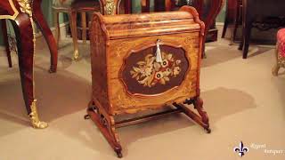 Antique Victorian Burr Walnut Music Canterbury Magazine Rack
