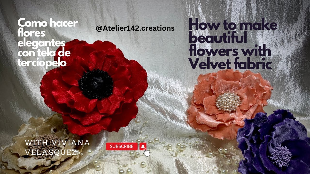 Como hacer flores elegantes con Terciopelo/How to make beautiful flowers with Velvet fabric #howto