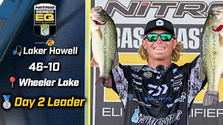 Laker Howell leads Day 2 of Bassmaster EQ at Wheeler Lake with 46 pounds, 10 ounces