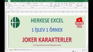 Excel JOKER KARAKTERLER, Kısa Eğitim Videosu SV012 Resimi