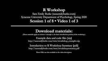 R Workshop - Session 1 of 8, Video 1 of 3 (intro, variable assignment, arithmetic)