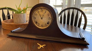 (Sold) E. Ingraham Tambour/Hump-Back Mantel Clock