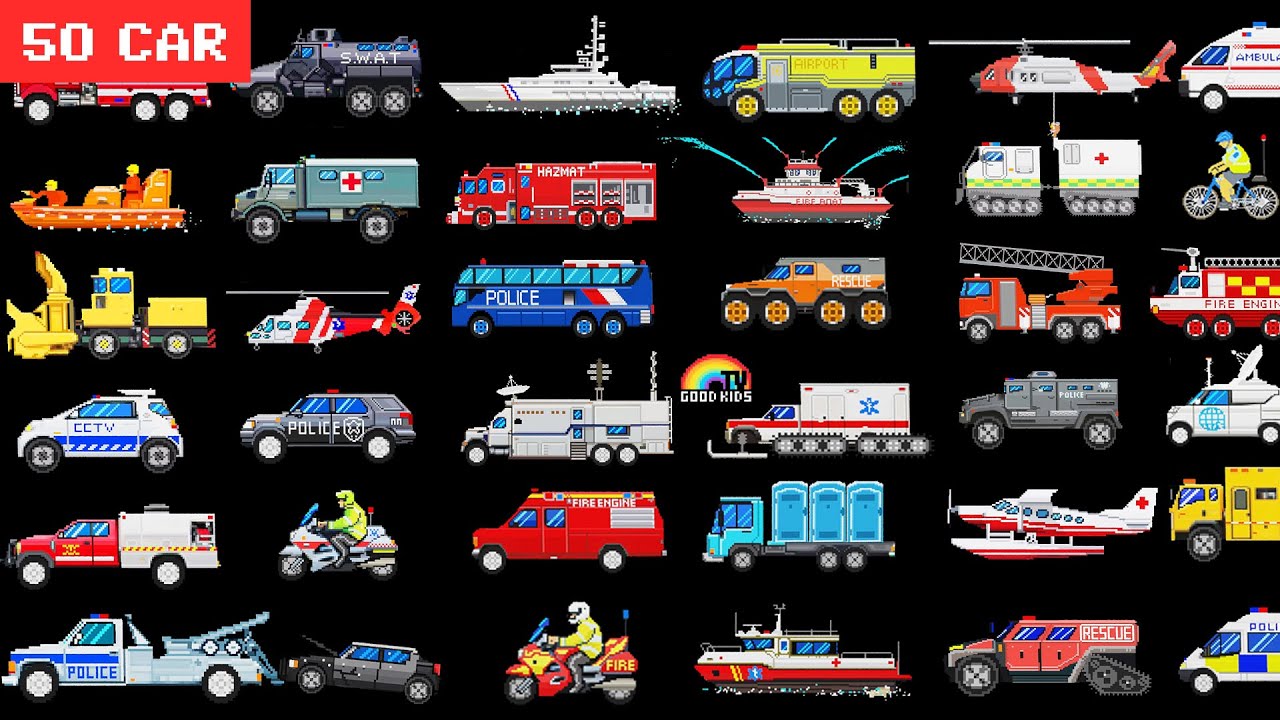 Discover Emergency Vehicle Sounds Learn the Names of 50 Vehicles for Kids YouTube