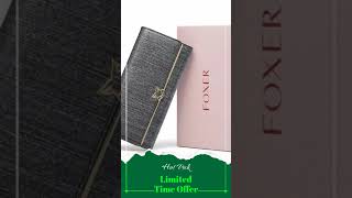 Foxer Brand High Quality Split Leather Womens Wallet With Striped Pattern