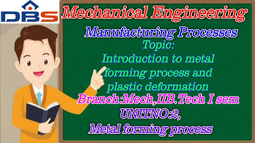 DBS -INTRODUCTION TO METAL FORMING PROCESS AND PLASTIC DEFORMATION,IIB.TECH-ISEM,UNIT NO: II