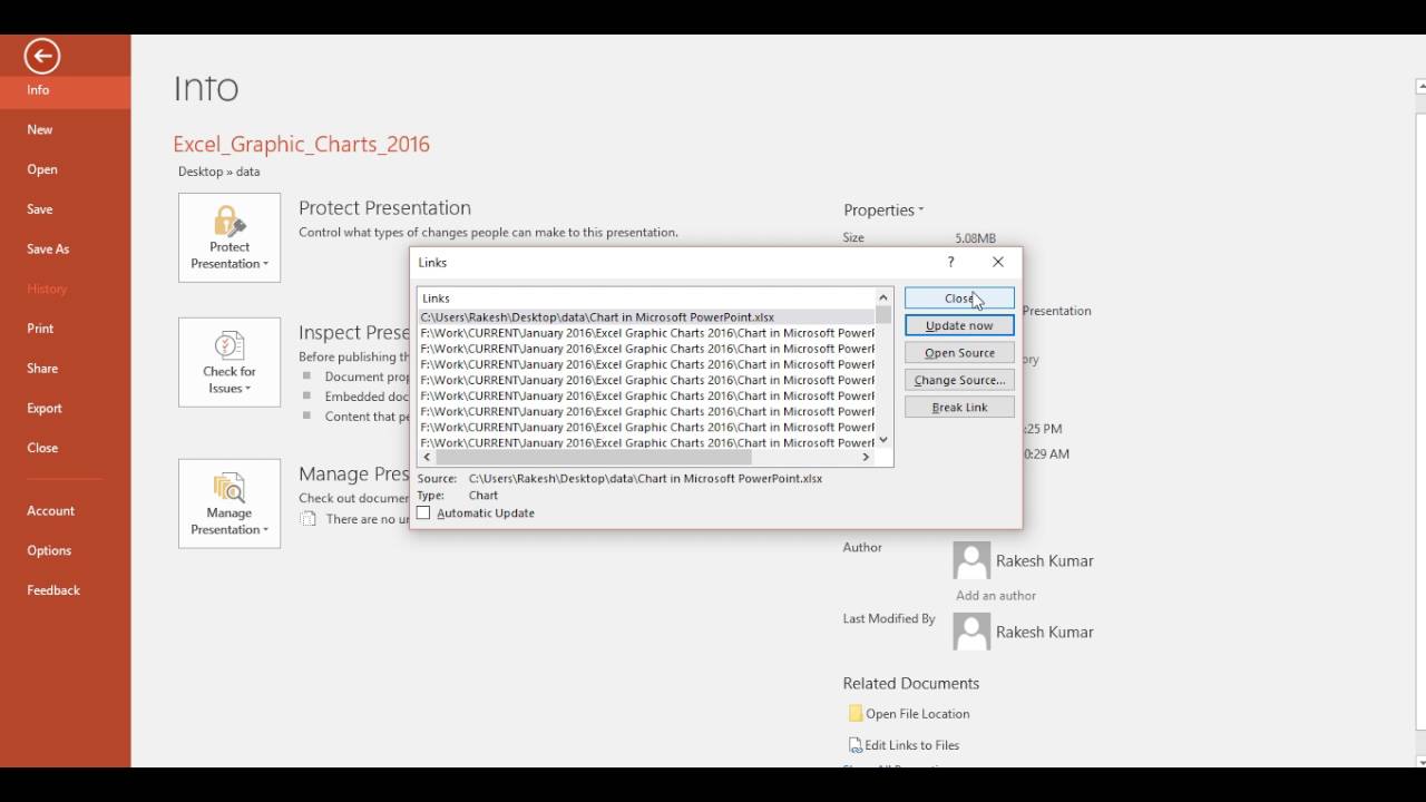 Powerpoint Excel Chart Break Link