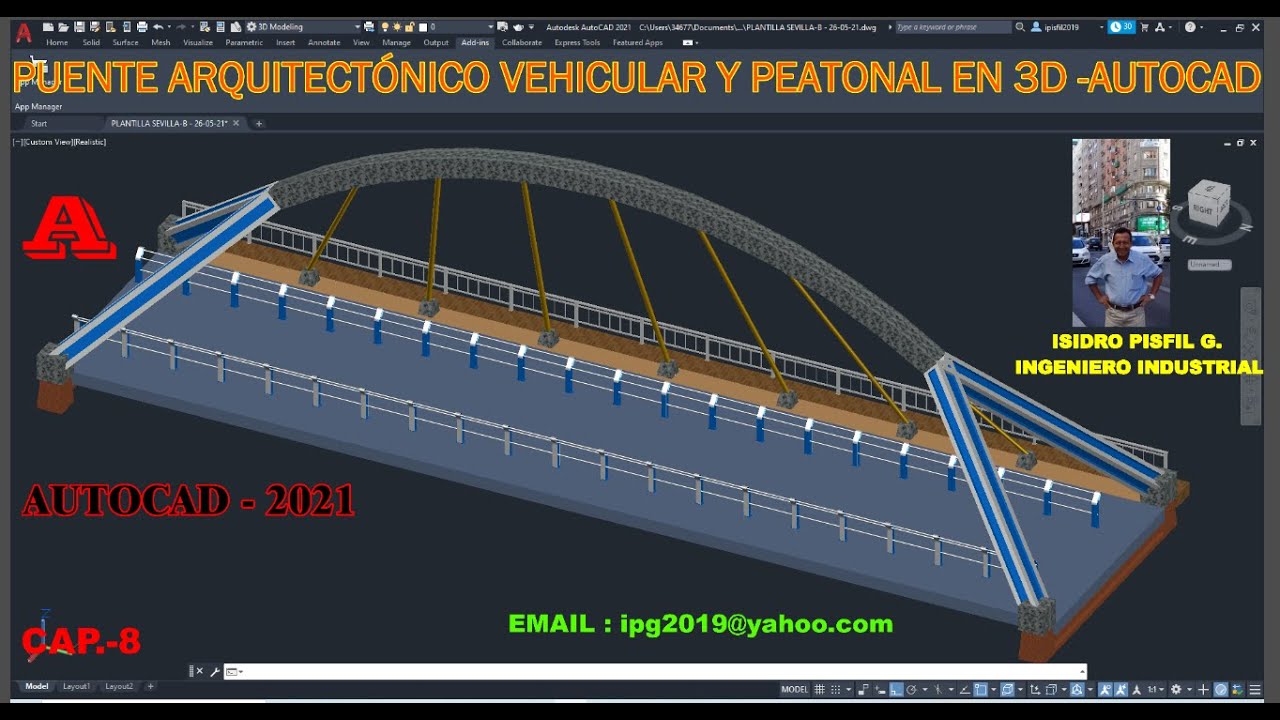 COMO DISEÑAR UN PUENTE ARQUITECTÓNICO VEHICULAR Y PEATONAL EN 3D