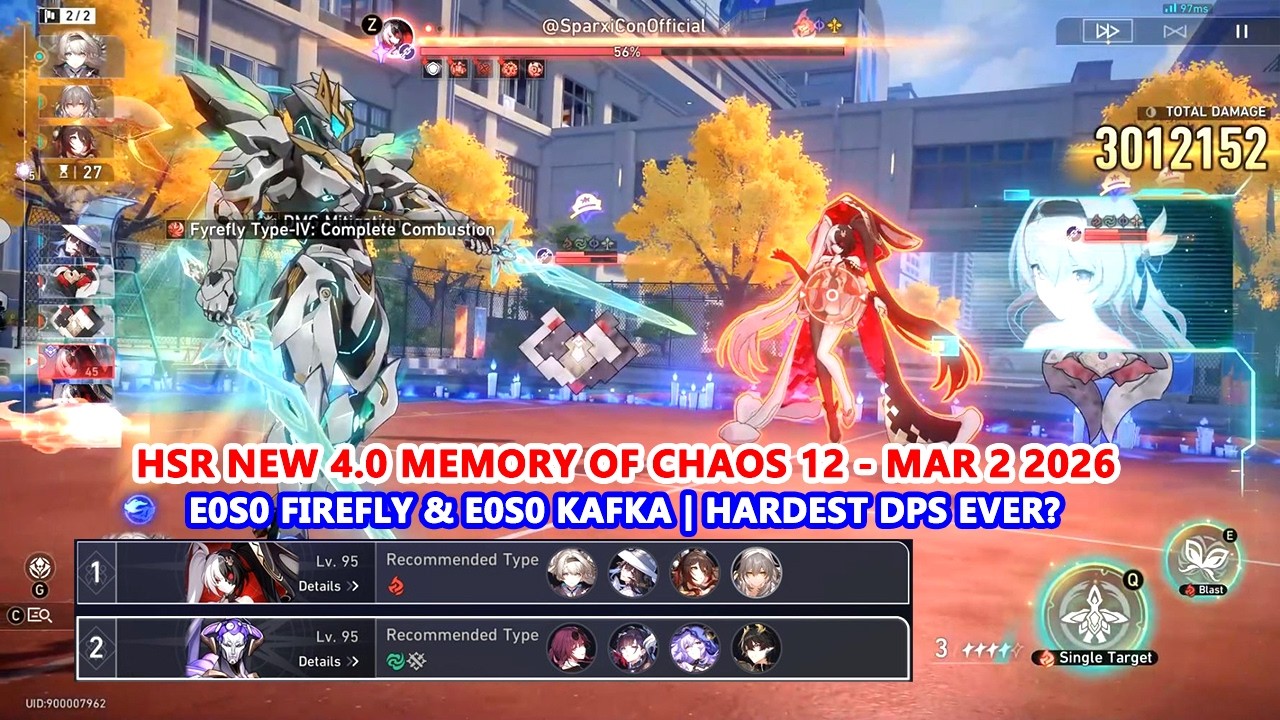 HSR New 4.0 Memory of Chaos 12 - Mar 2 2026 : E0S0 Firefly & E0S0 Kafka | Hardest DPS Check Ever?