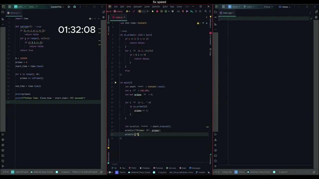Python vs Rust vs C++ Speed comparison - YouTube