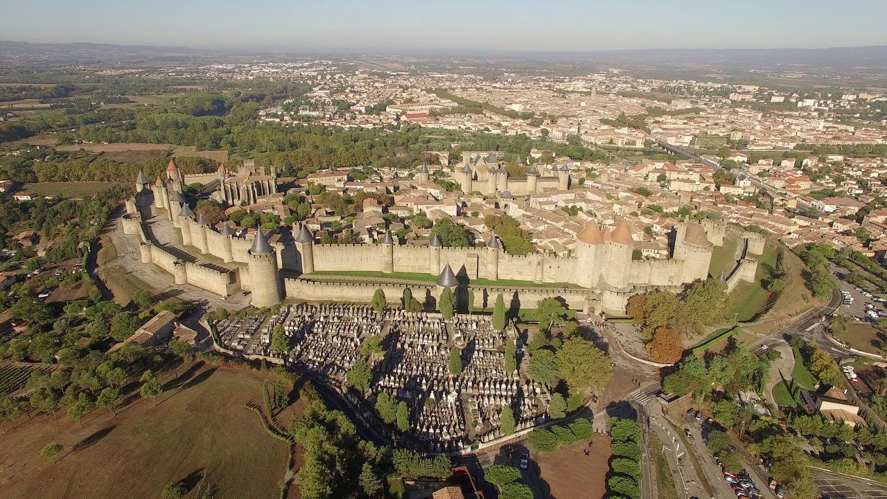 The Real Castle of Carcassonne, France by Drone (the game is based on it)