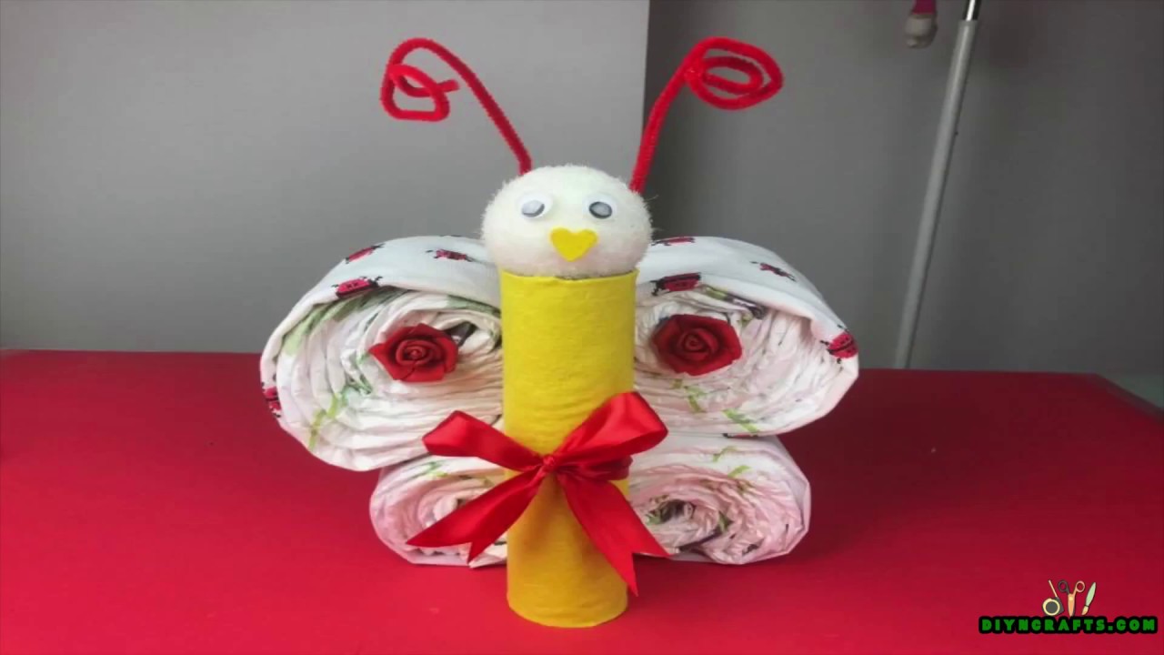 How To Make A Cute Diaper Butterfly Baby Shower Gift Idea Youtube