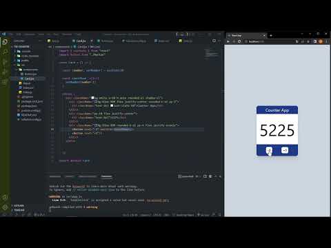 [5/8] Counter APP -  Handling functions with the event buttons - React projects for beginers