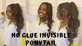 HOW TO: NO GLUE INVISIBLE PONYTAIL!! No Damage and Easy!!