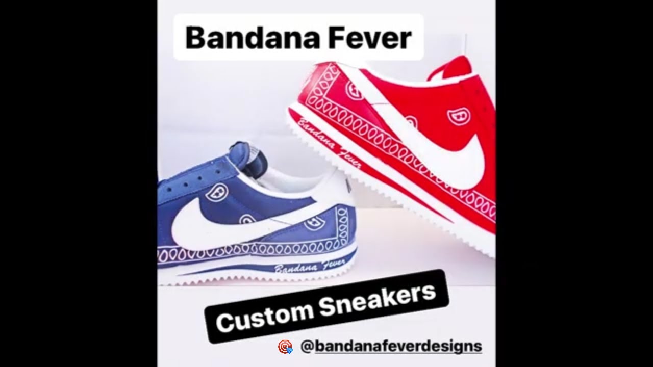 Red Supreme Custom Converse Shoes Black Low - Bandana Fever