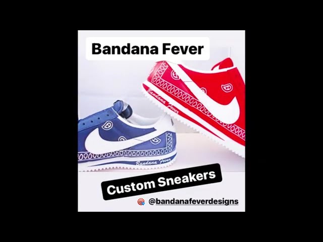 Black Bandana Teardrops Custom Nike Cortez Shoes NRW Sides - Bandana Fever