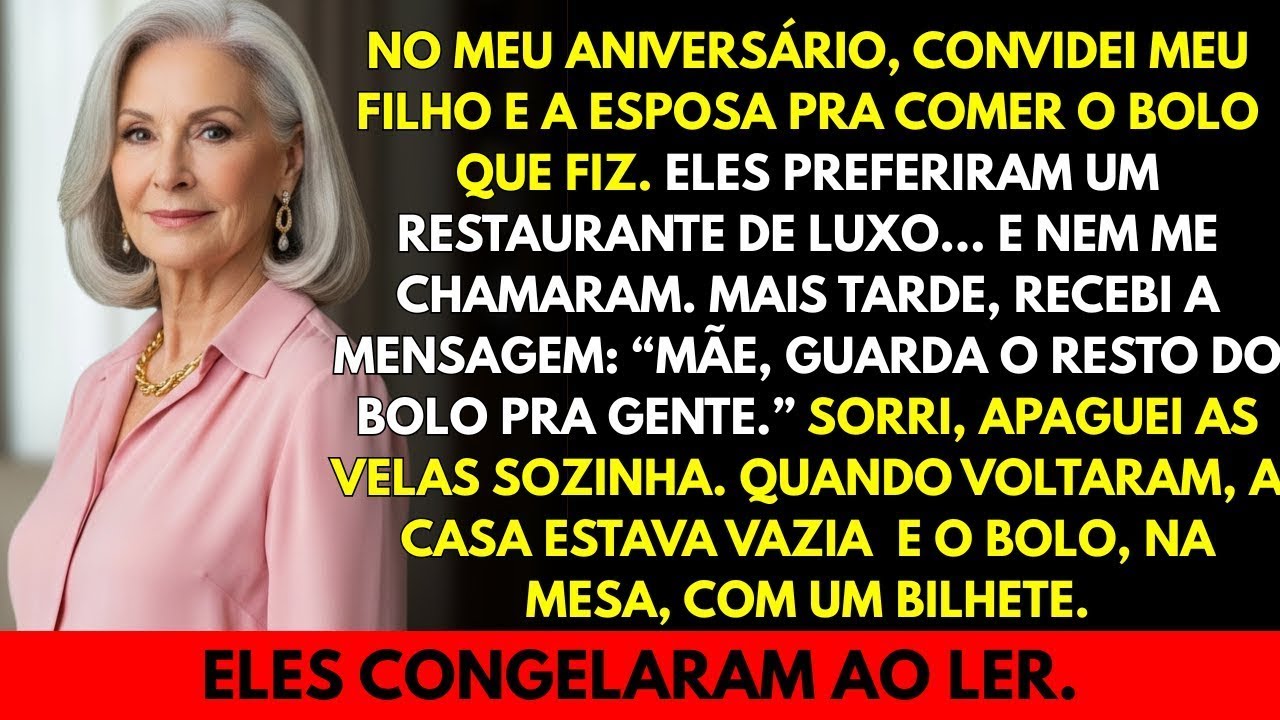 Meu filho me deixou sozinha no meu aniversário...Quando voltou encontrou um bilhete que o congelou.