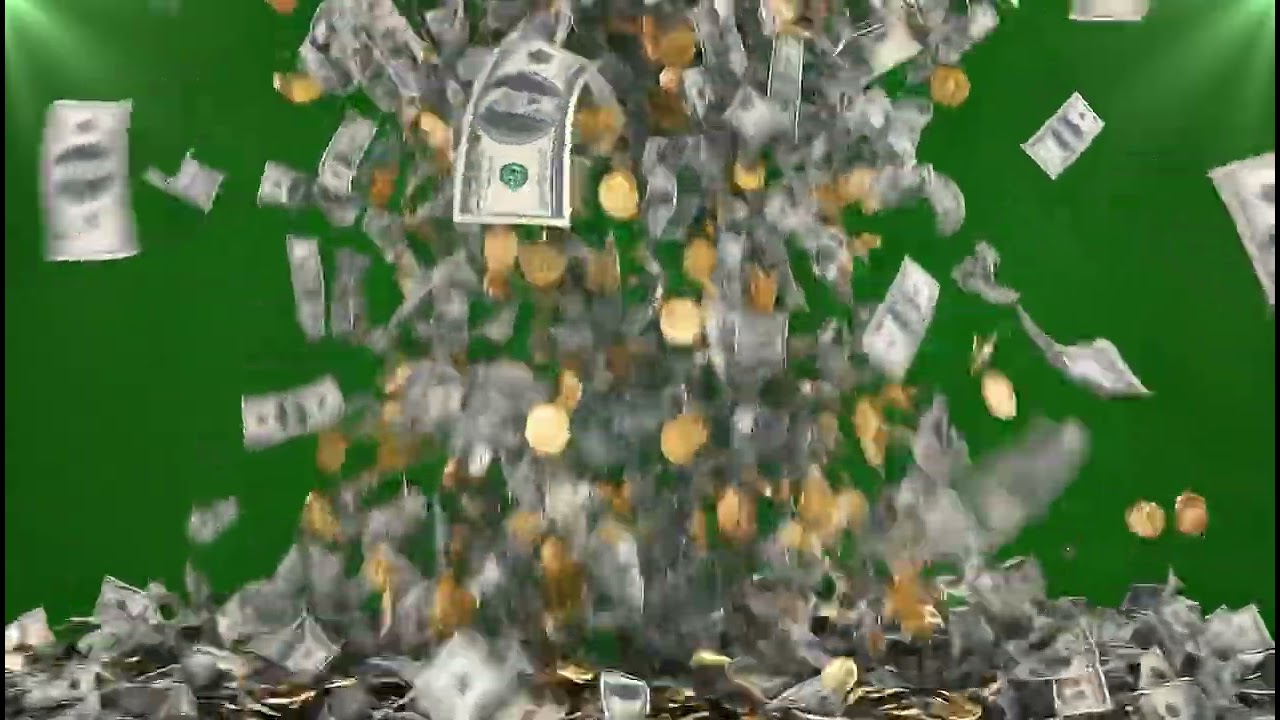 Epic Money Falling Green Screen Overlay for No Copyright Free Download