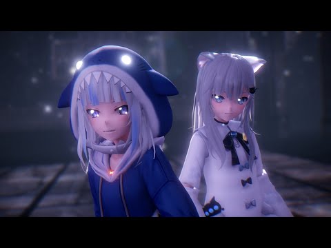 🔴【bin】Gawr Gura&Nachoneko がうるぐらなちょねこ親子で踊ってもらった【ホロライブMMD】4k 60fps