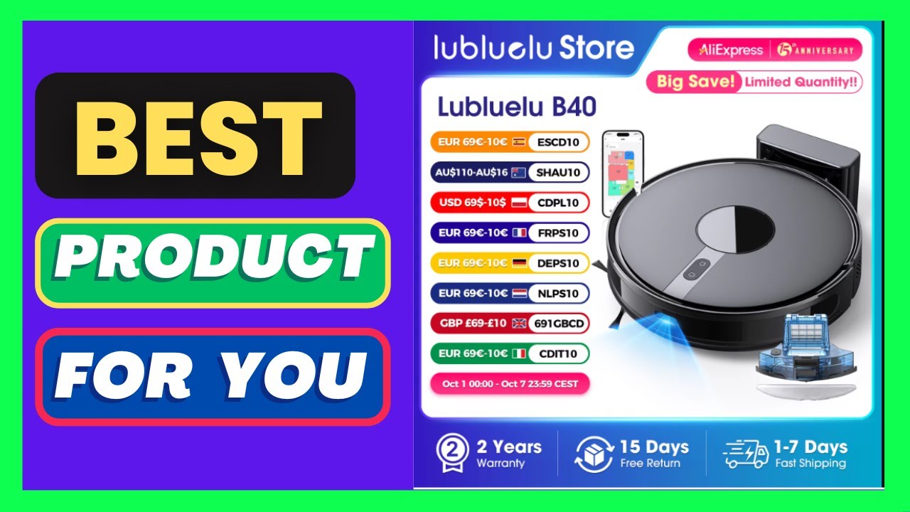 Lubluelu B40 Robot Vacuum and Mop Cleaner, 6000Pa Str