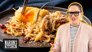 Pantry pasta!  Spicy tuna spaghetti w crispy deep fried egg | Marion's Kitchen
