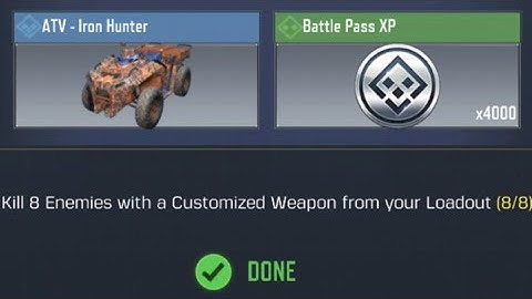Call Of Duty Mobile Kill 8 Enemies with a Customized Weapon from your Loadout Task Complete