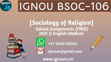 IGNOU BSOC-106 Solved Assignment 2021 [FREE] || IGNOU BASOH || BSOC-106 || IGNOU TV || IGNOU ||