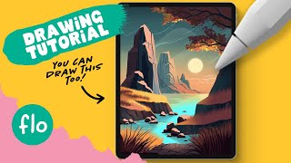 You Can Draw This Beautiful Landscape in PROCREATE - Step by Step Procreate Tutorial screenshot 4