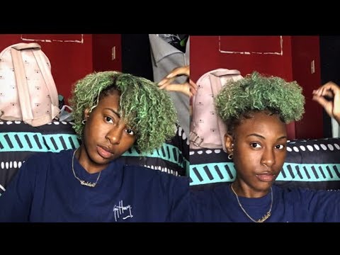 GREEN HAIR PAINT WAX ON NATURAL HAIR - YouTube