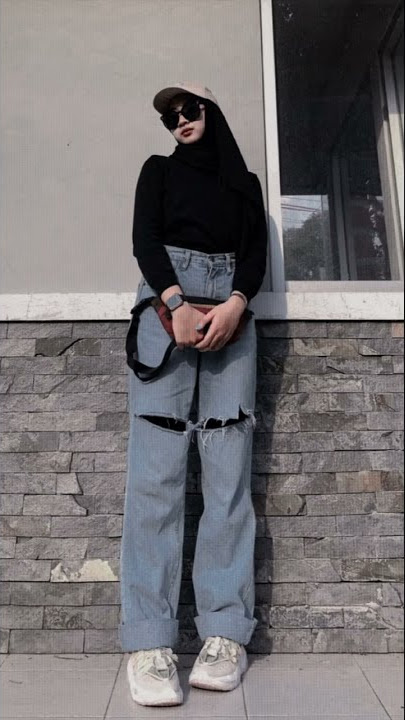 ootd hijab simple remaja ripped jeans | racun tiktokshop