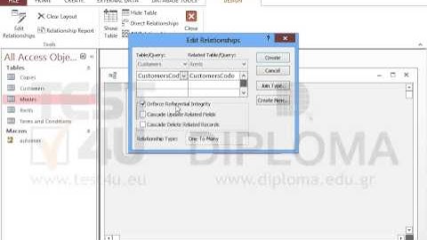 Create a one-to-many relationship between the CustomersCode fields of the Customers and Rents...