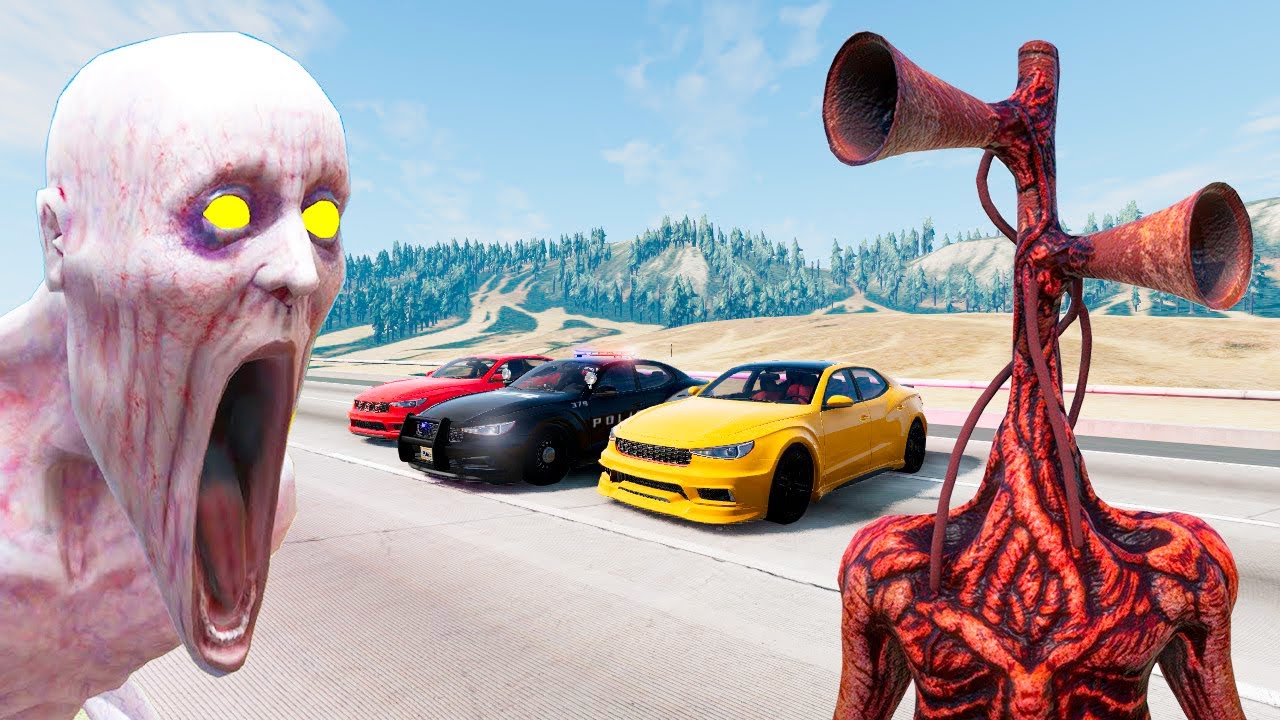 Escape From The Shy Guy SCP 096 & SirenHead | Car Ride Chase | BeamNG ...