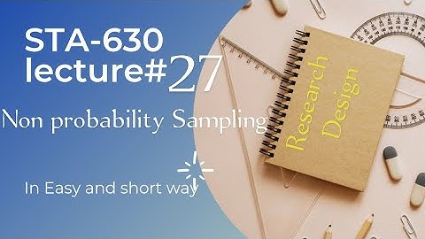 STA630 | lesson 27 | Non probability Sampling