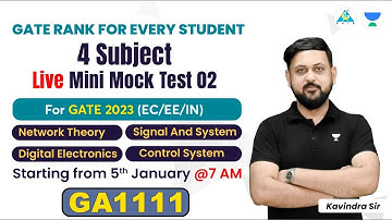 Live Mini Mock Test 02 For GATE 2023 (EE/EC/IN) | Kavindra Sir #gate2023 #unacademy