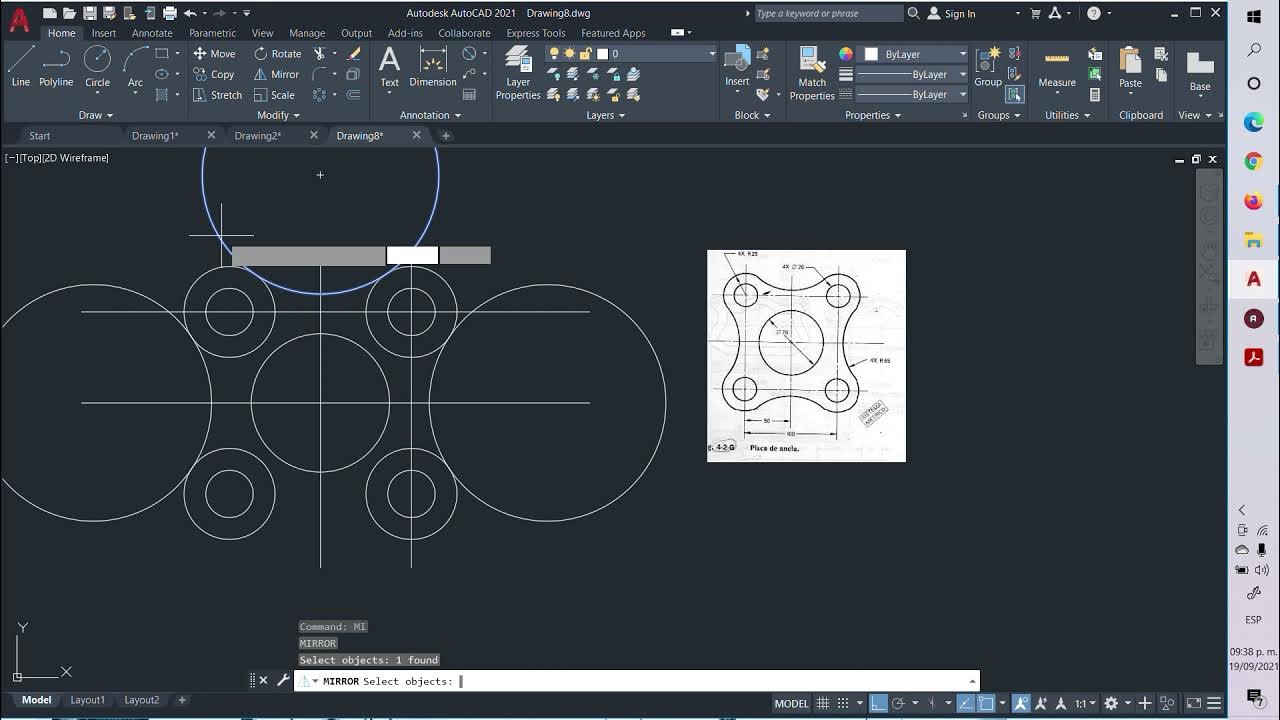 DIBUJO PLACA DE ANCLA INDUSTRIAL AUTOCAD - YouTube