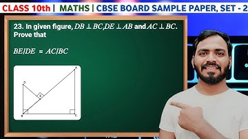 23. In given figure, 𝐷𝐵 ⊥ 𝐵𝐶,𝐷𝐸 ⊥ 𝐴𝐵 and 𝐴𝐶 ⊥ 𝐵𝐶.Prove that 𝐵𝐸/𝐷𝐸=𝐴𝐶/𝐵𝐶