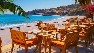 ☕Bossa Nova Jazz at the Seaside Coffee Shop - Relaxing Ocean Waves for a Blissful Coastal Experience