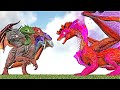 TITANIA THE MONARCH DRAGON KING VS 5 HEAD DRAGON TIAMAT (ARK SURVIVAL EVOLVED BATTLE)