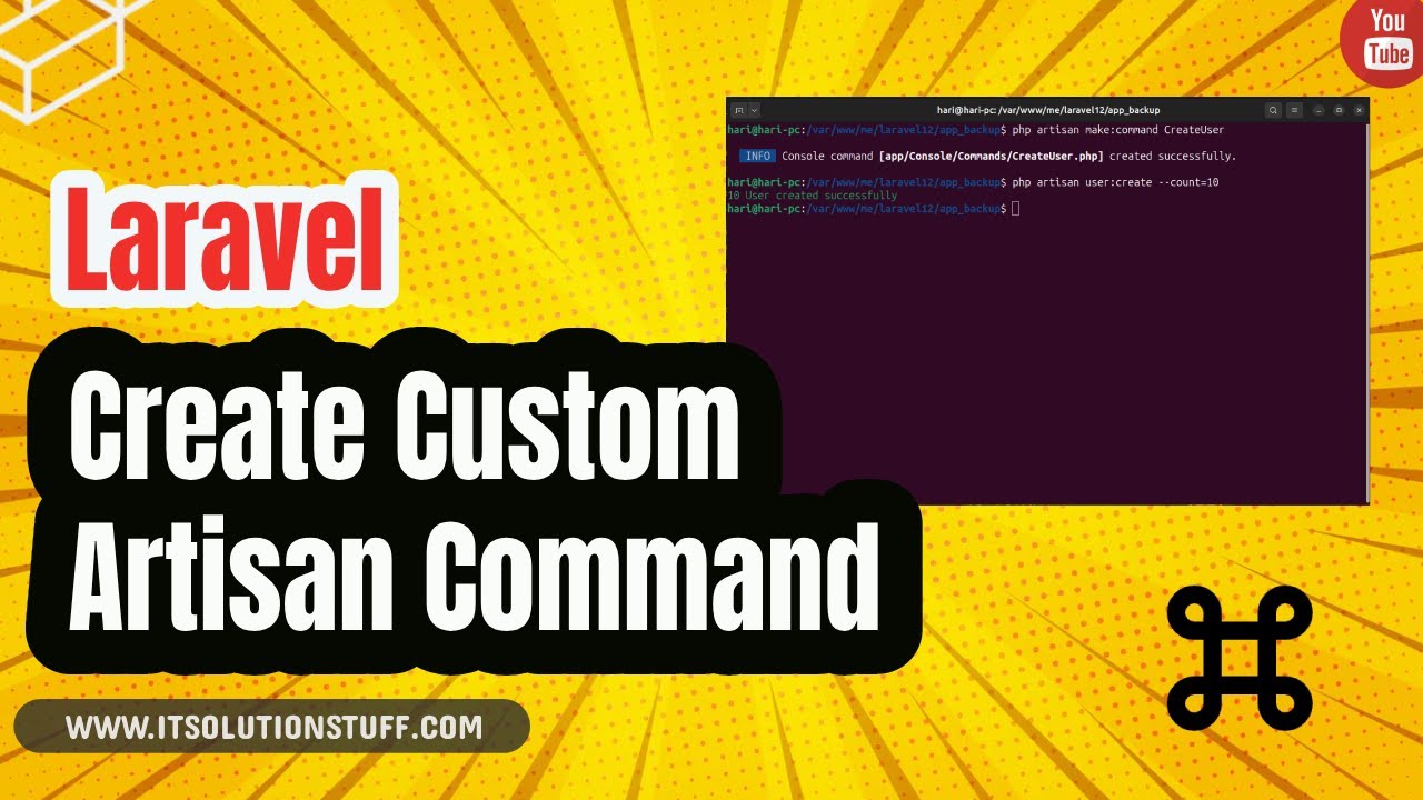 Laravel Create Custom Artisan Command - YouTube